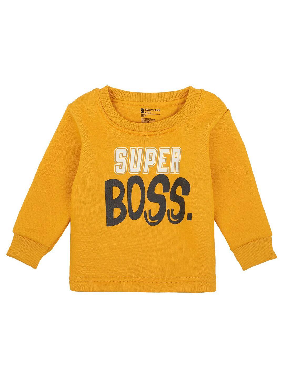 bodycare kids boys mustard yellow typography printed t-shirt