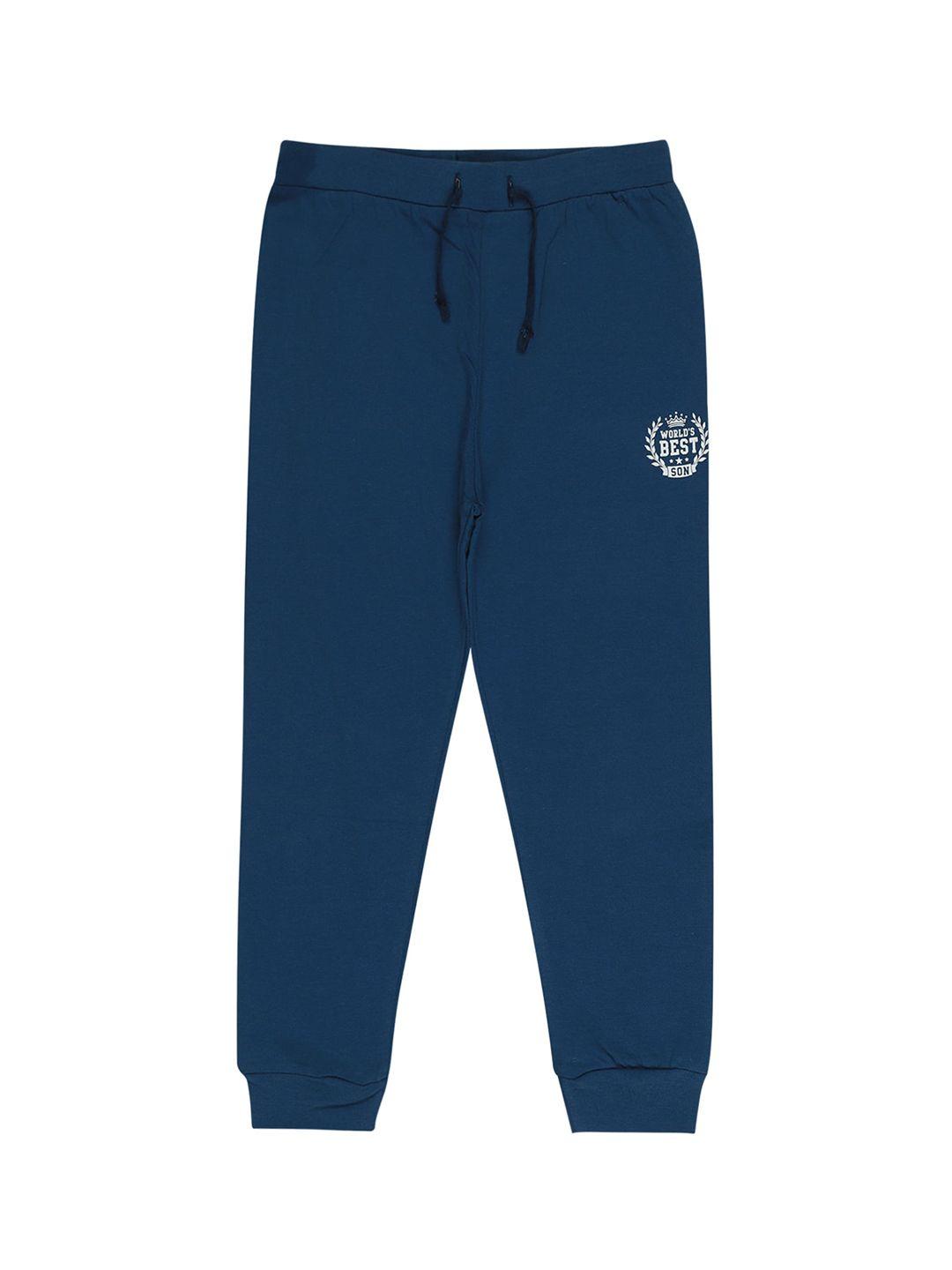 bodycare kids boys navy blue solid cotton joggers