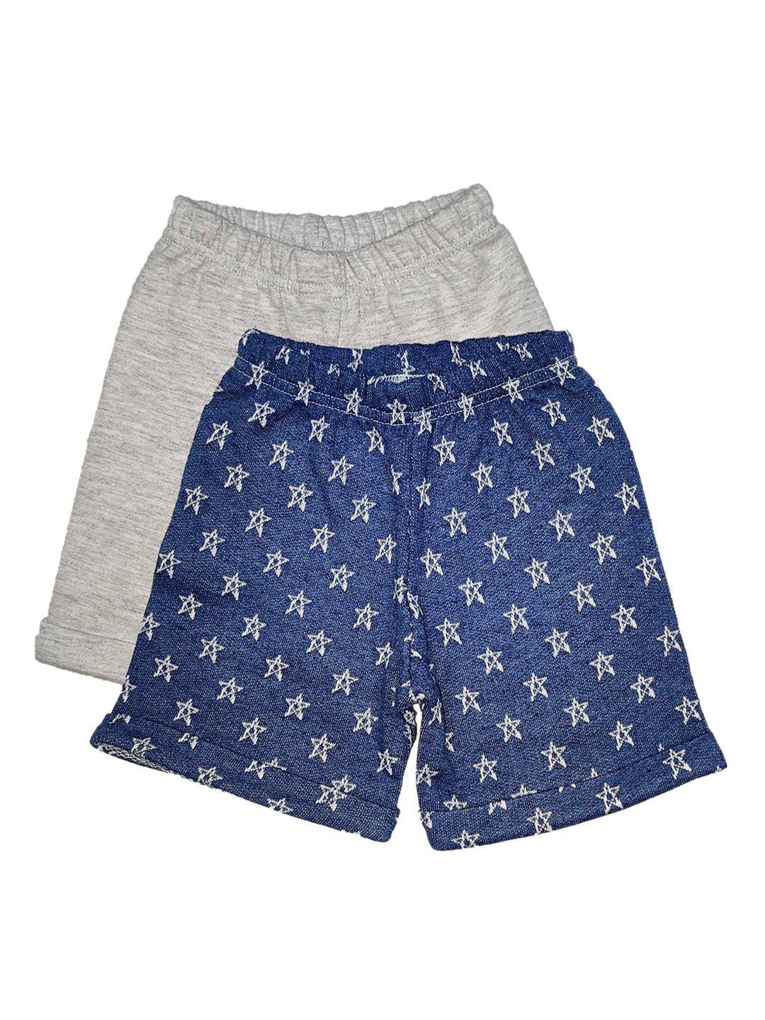 bodycare kids boys pack of 2 blue & grey printed shorts
