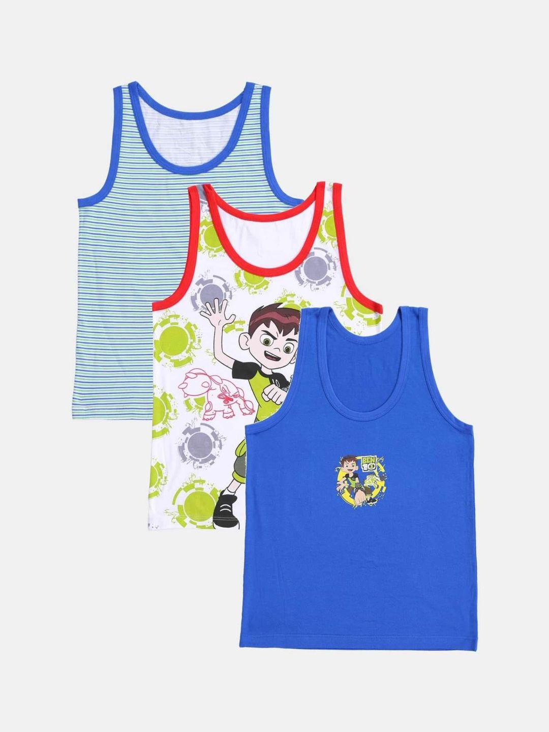 bodycare kids boys pack of 3 assorted ben 10 printed innerwear vests kia9303-pk001