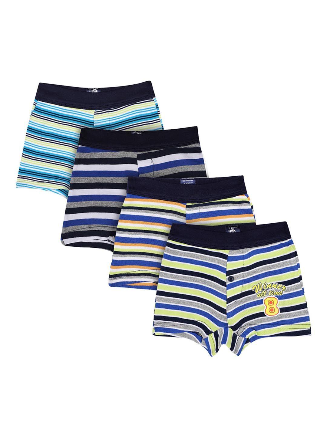 bodycare kids boys pack of 4 assorted blue striped cotton trunks