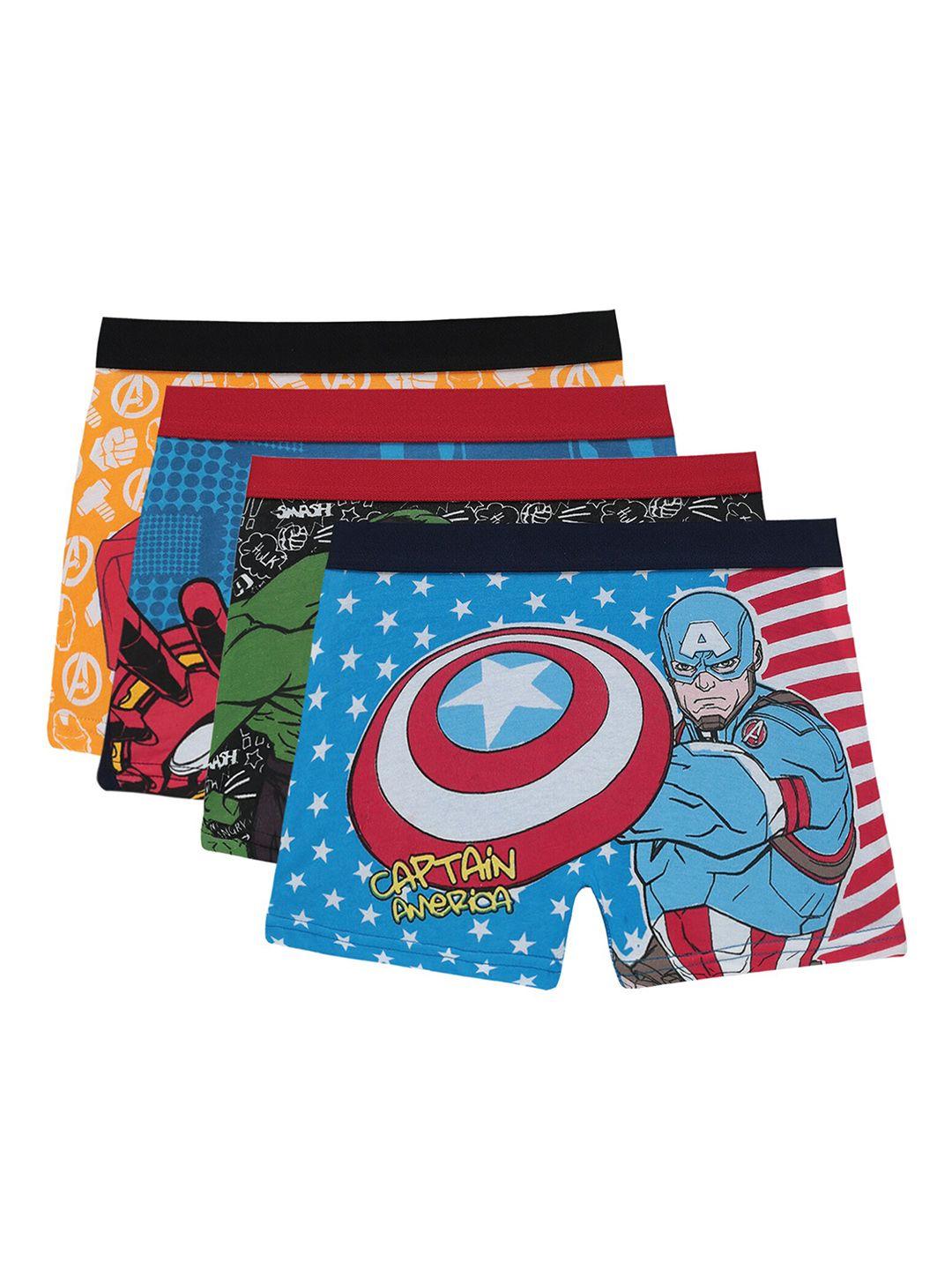 bodycare kids boys pack of 4 short printed avengers superheroes cotton trunks