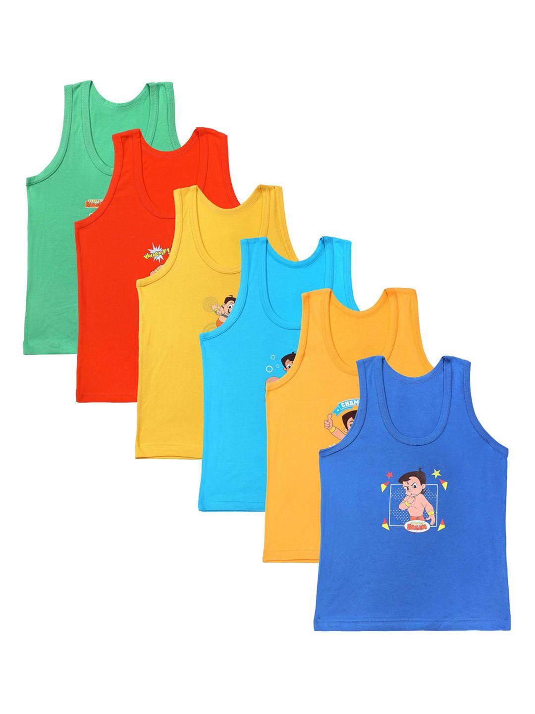 bodycare kids boys pack of 6 assorted chhota bheem printed cotton innerwear vests
