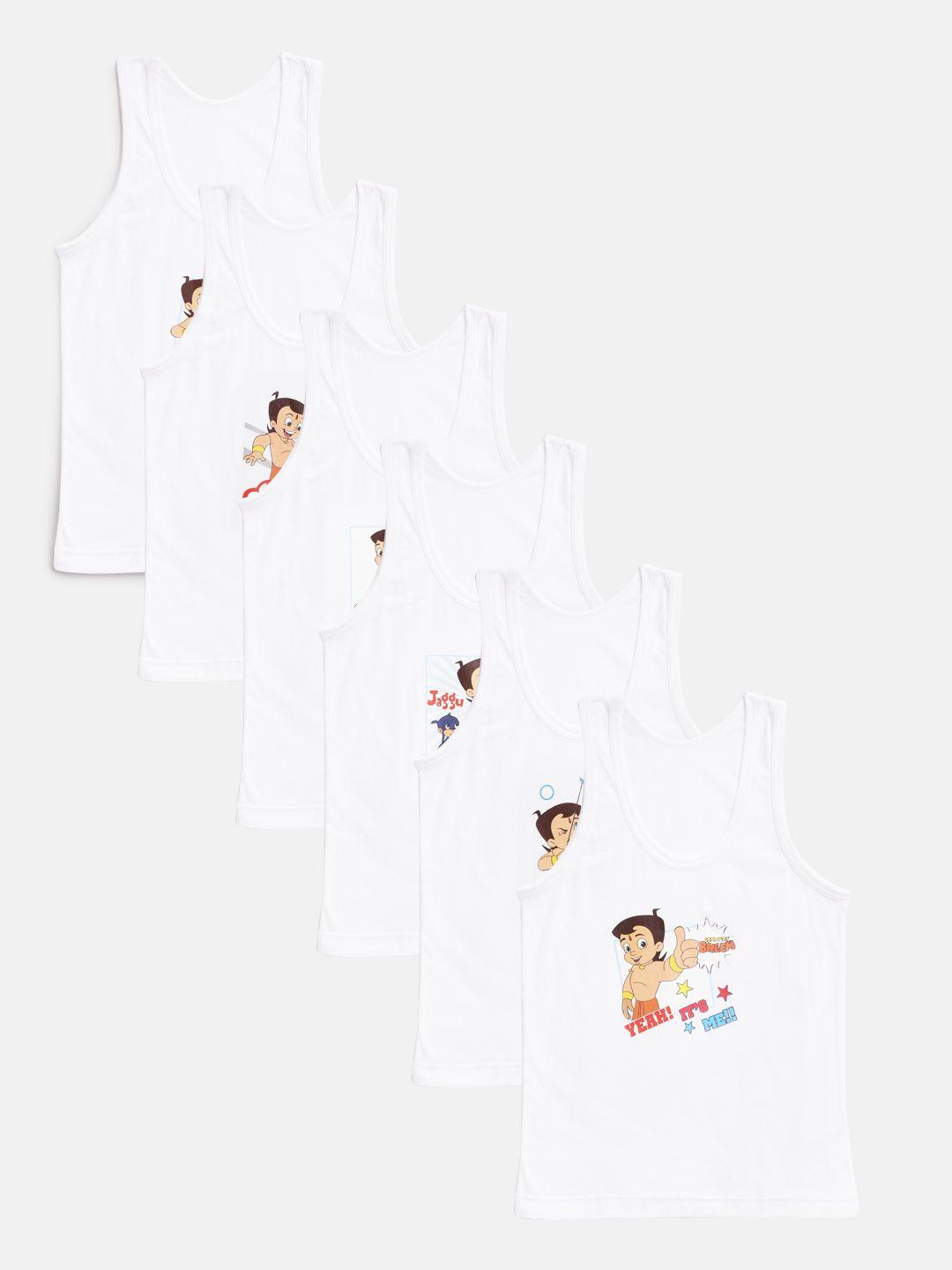 bodycare kids boys pack of 6 white printed innerwear vests  961abcdef-80