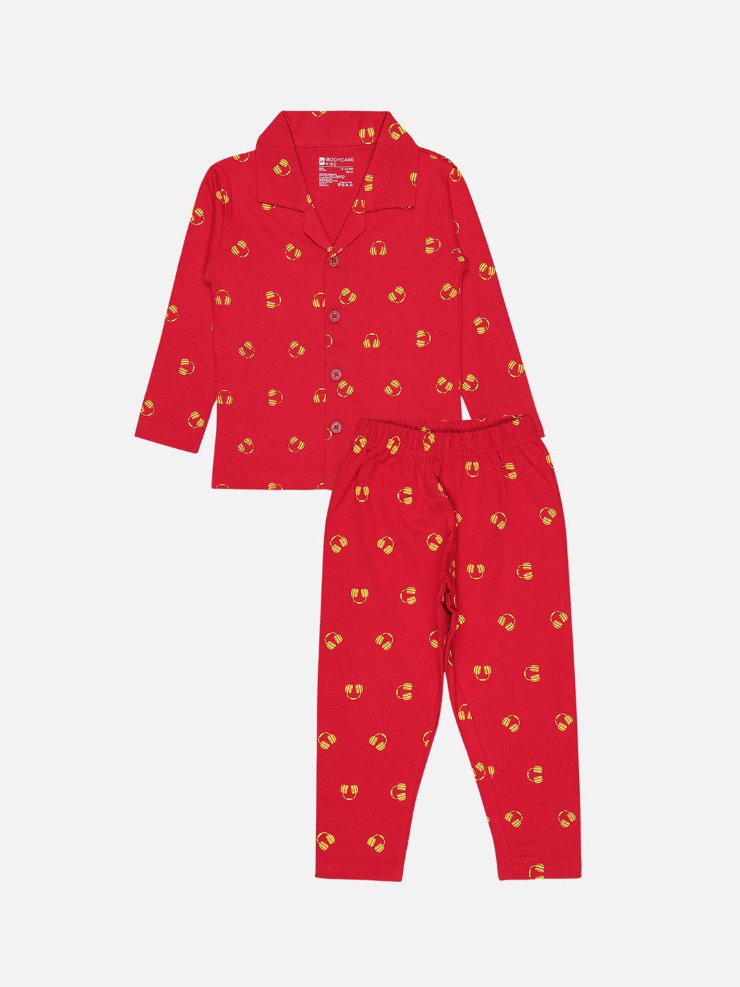 bodycare kids boys printed shirt with pyjamas night suit