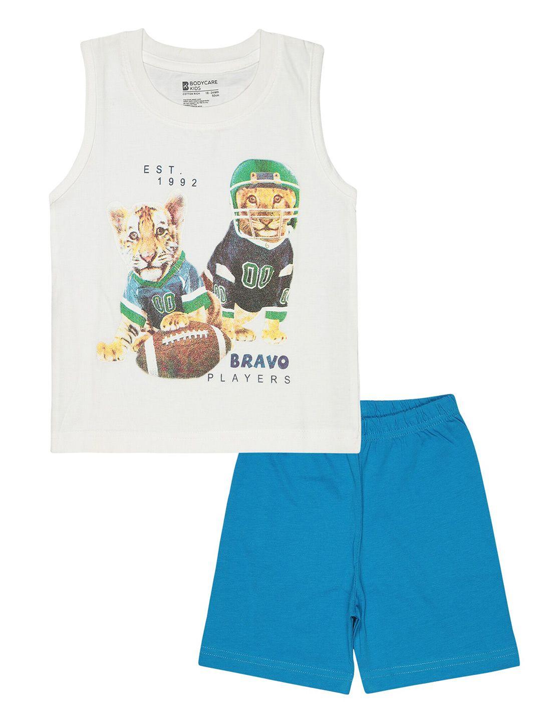 bodycare kids boys printed t-shirt with shorts