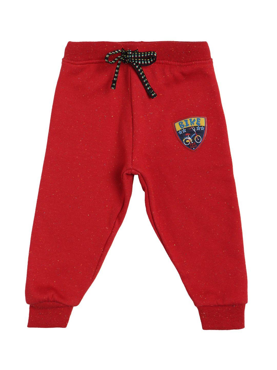 bodycare kids boys red solid cotton joggers