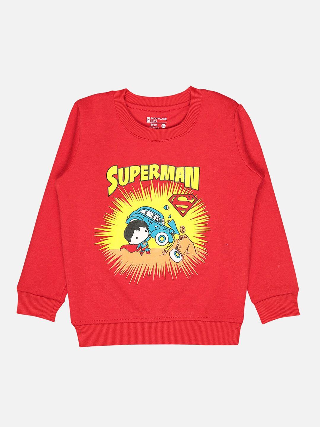 bodycare kids boys superman printed fleece sweatshirt