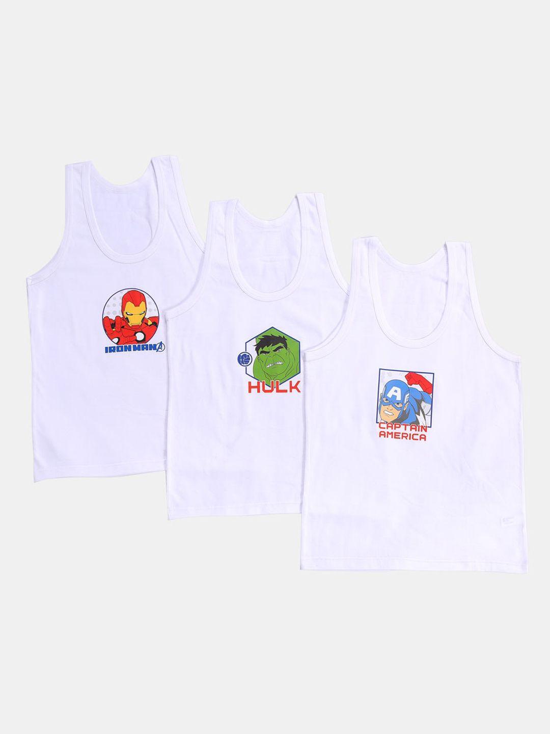 bodycare kids boys white pack of 3 avengers printed vests