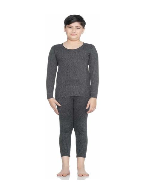 bodycare kids charcoal grey cotton regular fit full sleeves thermal top