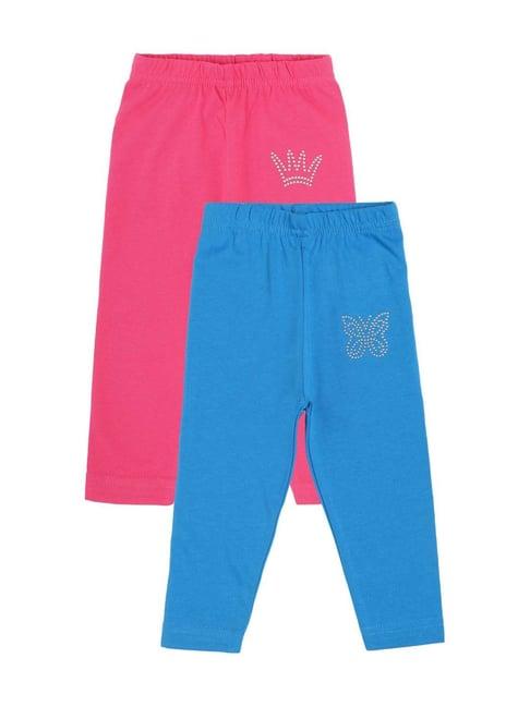 bodycare kids fuchsia & royal blue cotton trackpants