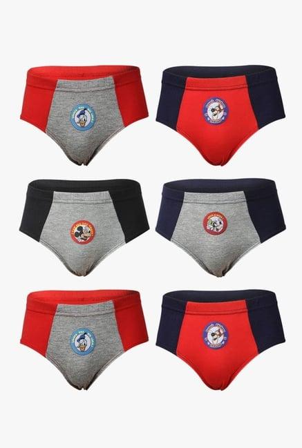bodycare kids grey & red printed briefs (pack of 6)