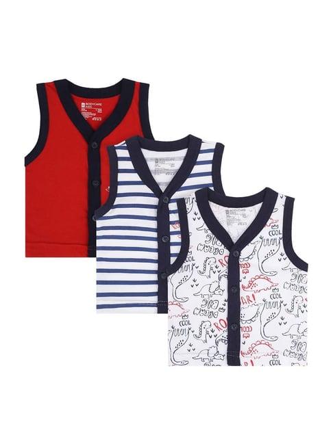 bodycare kids multicolor cotton printed vest (pack of 3)