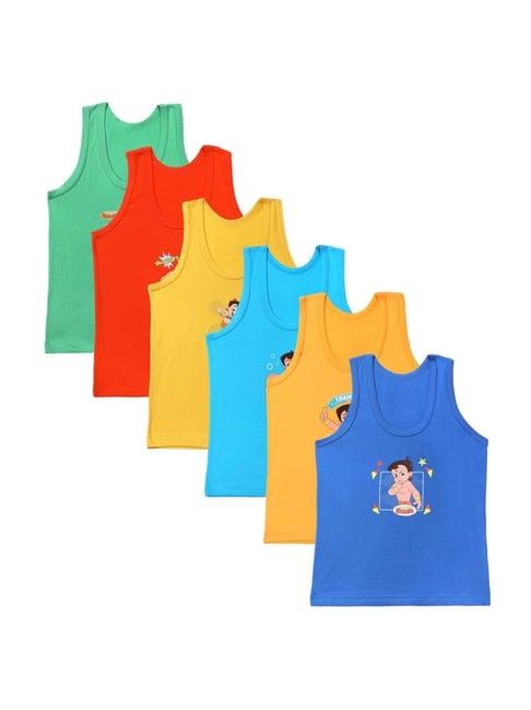 bodycare kids multicolor cotton printed vest (pack of 6)