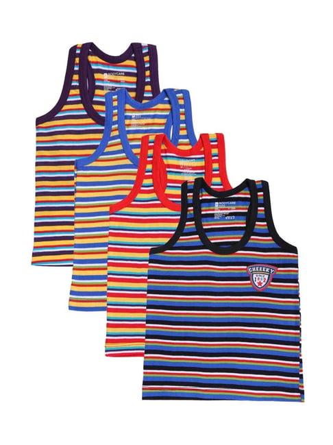 bodycare kids multicolor cotton striped vests (pack of 4)
