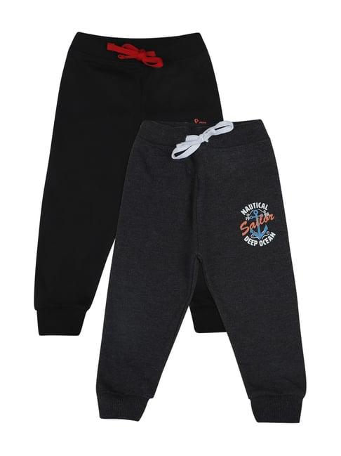 bodycare kids navy & black cotton printed joggers - pack of 2 (antiviral collection)