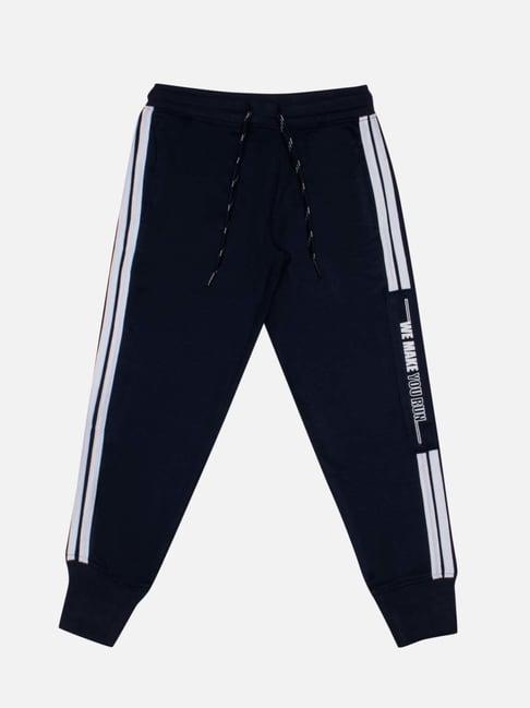 bodycare kids navy & white cotton printed trackpants