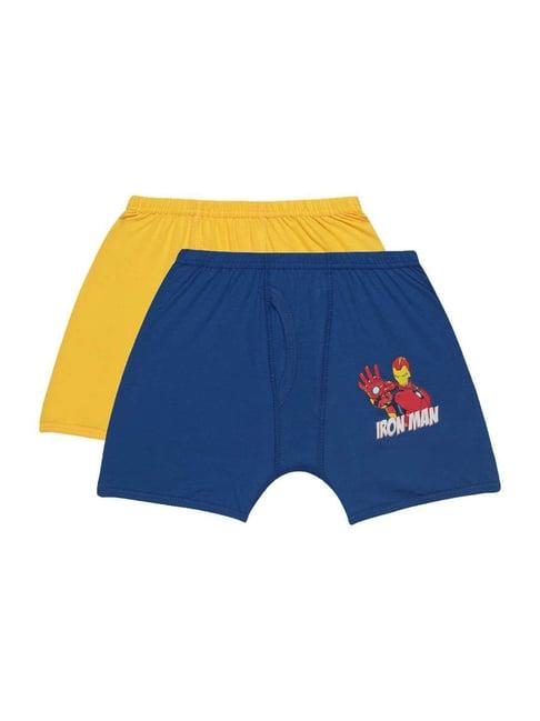 bodycare kids navy & yellow cotton printed avengers trunk (assorted, pack of 2)