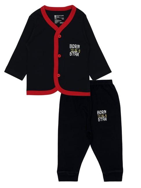 bodycare kids navy solid full sleeves shirt with pyjamas