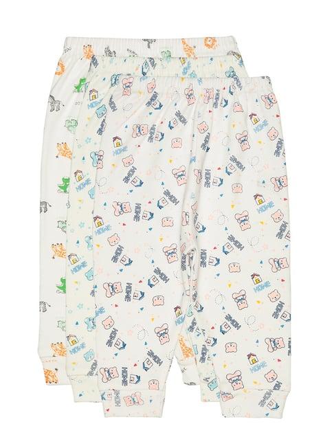 bodycare kids off white printed pants (pack of 3)