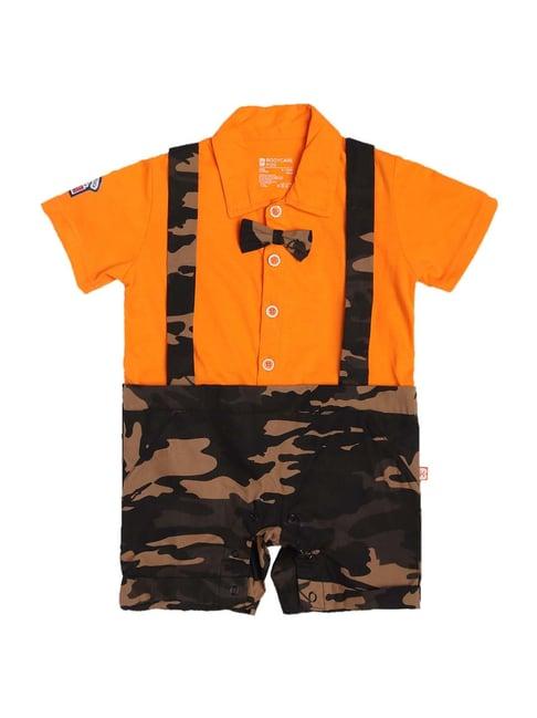 bodycare kids orange & fern brown cotton printed clothing set