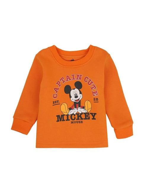 bodycare kids orange cotton printed full sleeves mickey & friends sweatshirt