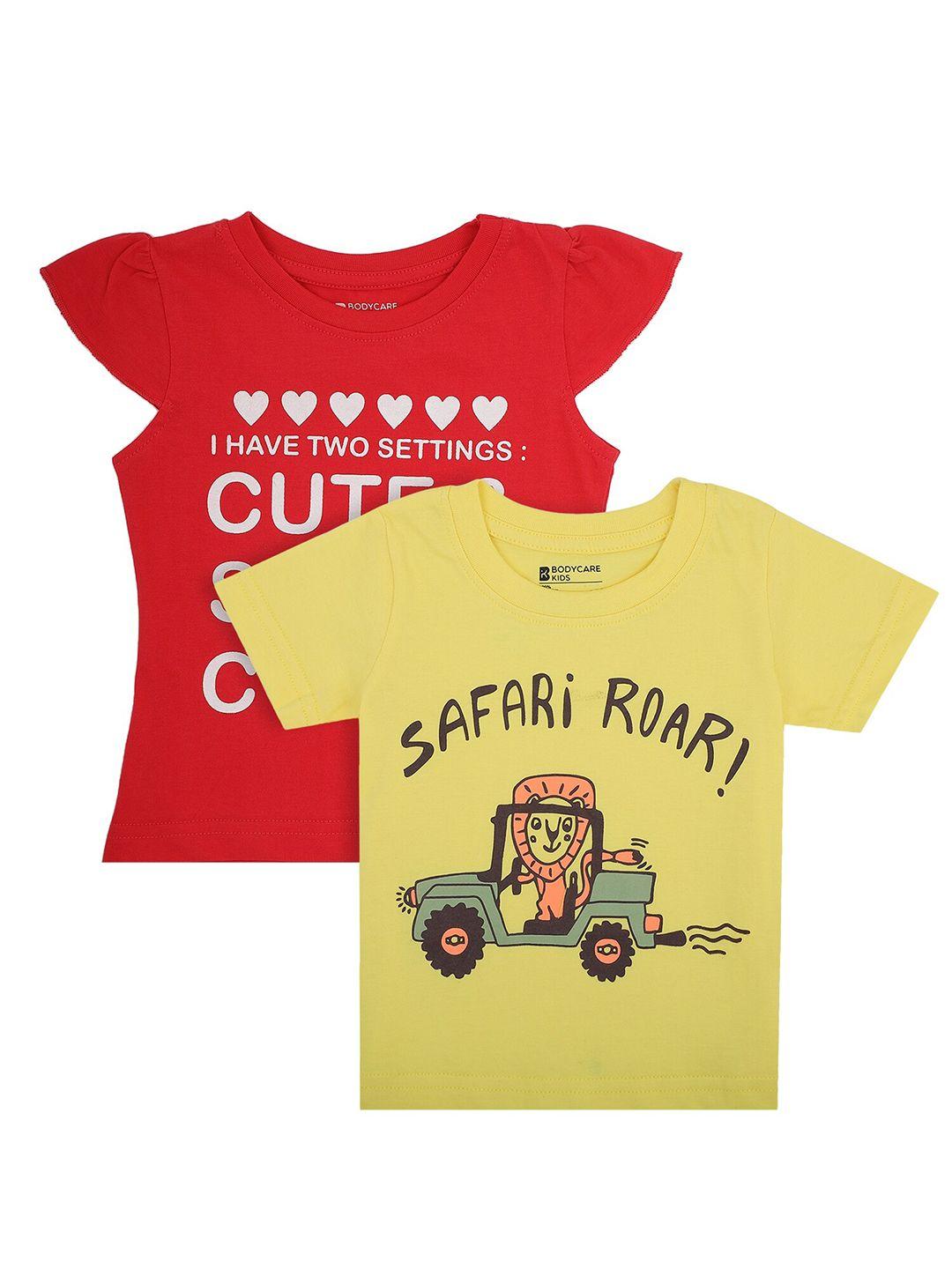 bodycare kids pack of 2 red & yellow printed t-shirt