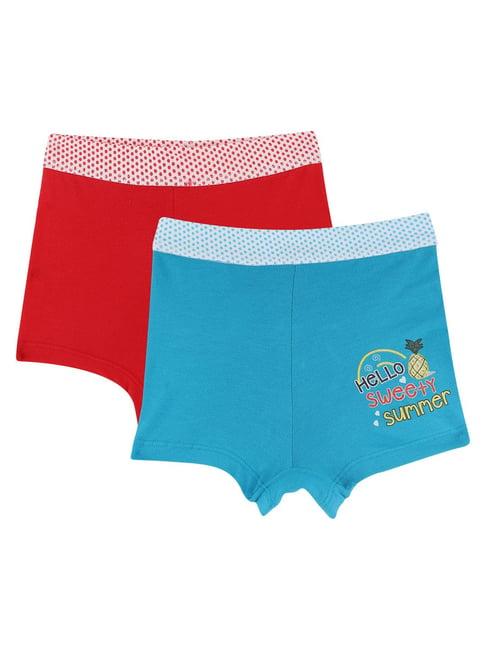 bodycare kids red & sky blue printed shorts (pack of 2)