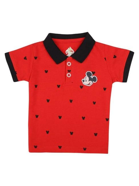 bodycare kids red mickey & friends printed polo t-shirt