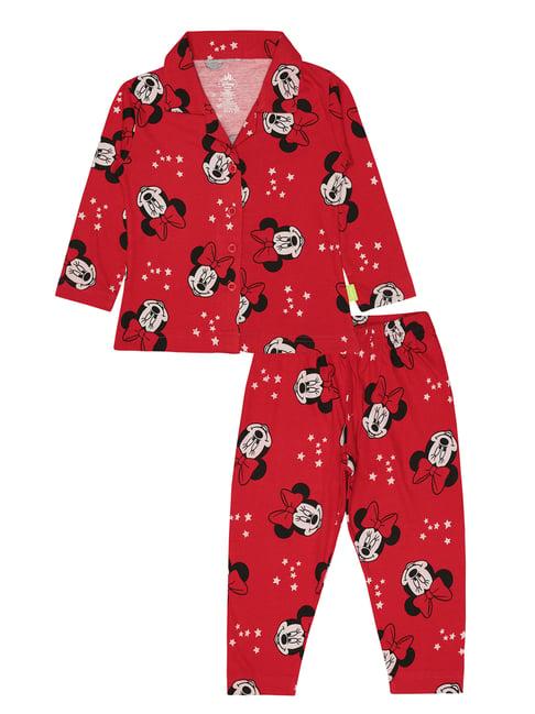 bodycare kids red printed full sleeves shirt with pants