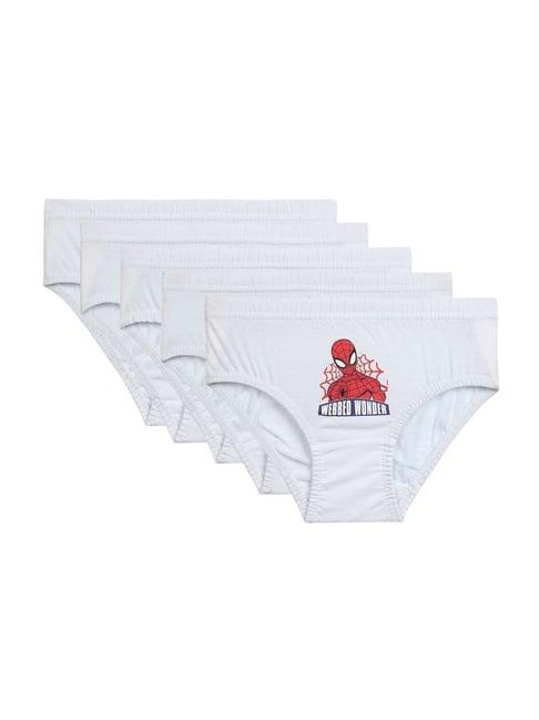 bodycare kids white cotton printed spiderman brief (assorted, pack of 5)