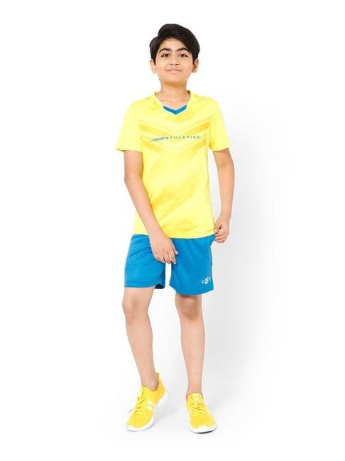 bodycare kids yellow & blue solid t-shirt with shorts