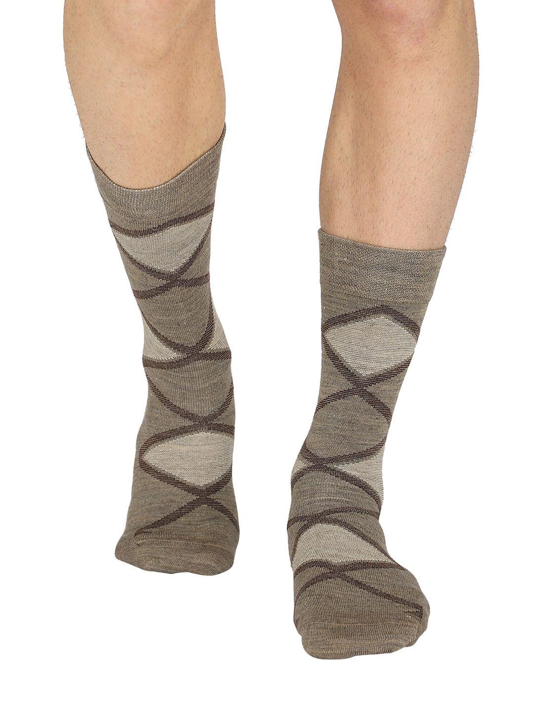 bodycare men pack of 2 black & brown patterned calf length socks