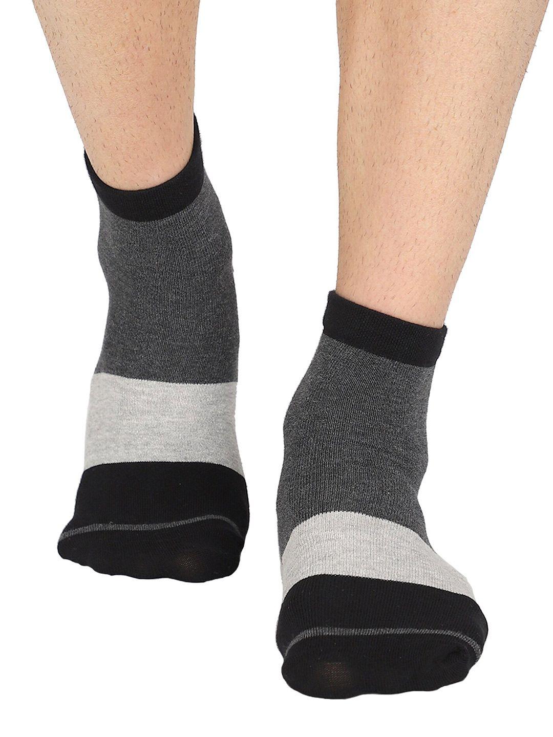 bodycare men pack of 2 black & grey colorblocked above ankle length socks