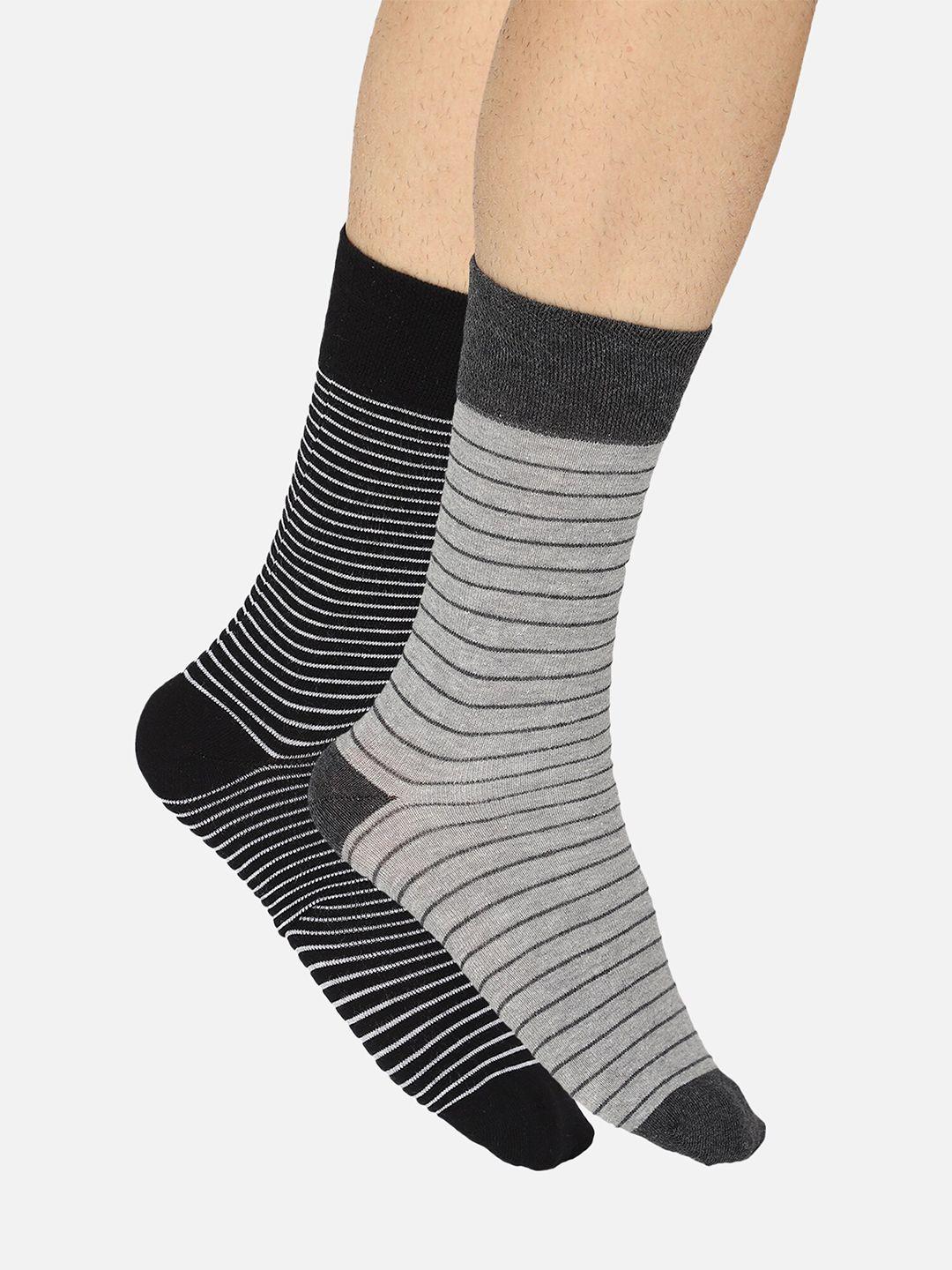 bodycare men pack of 2 striped calf-length socks