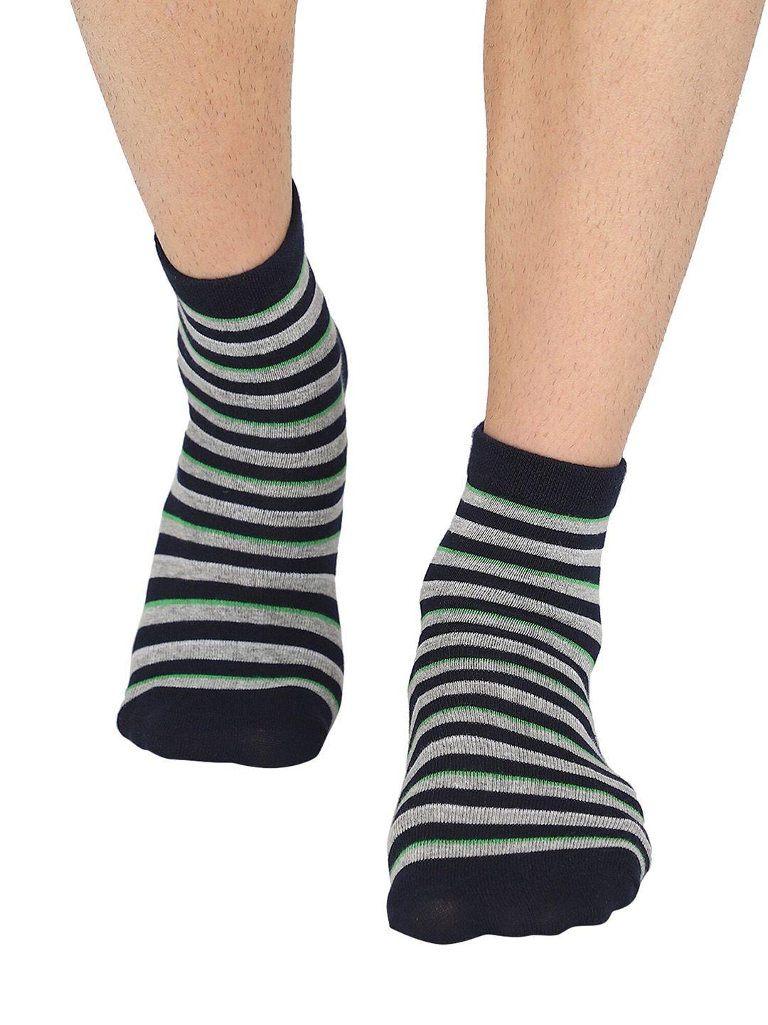 bodycare men pack of 2 striped cotton ankle-length socks