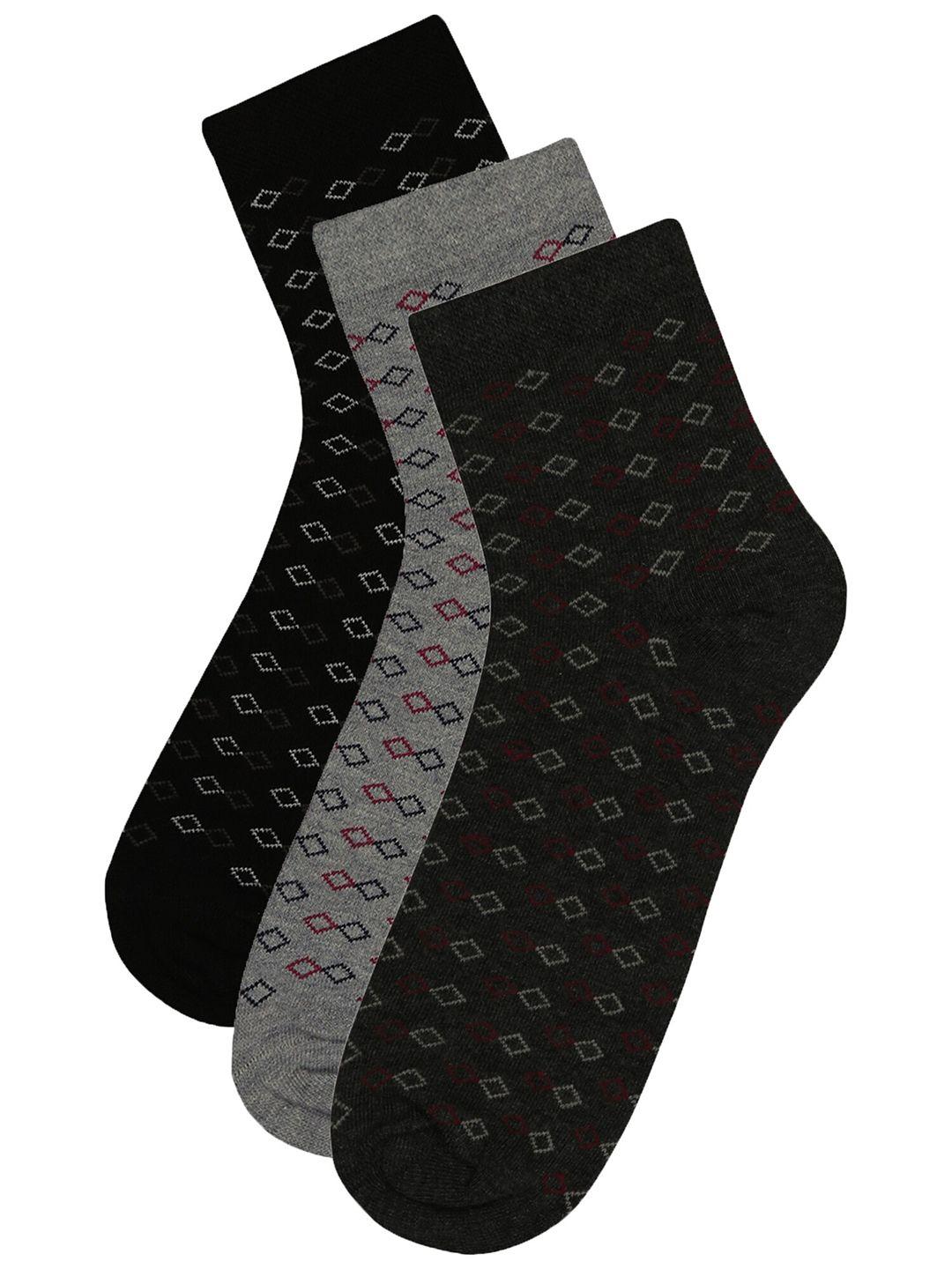 bodycare men pack of 3 patterned cotton ankle-length socks
