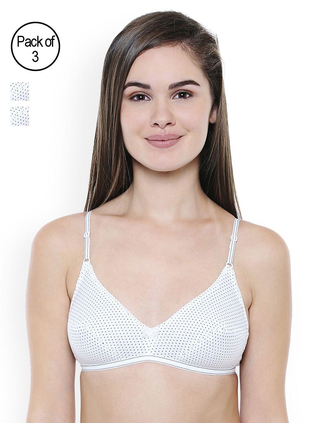 bodycare pack of 3 white polka dot print bras e1562