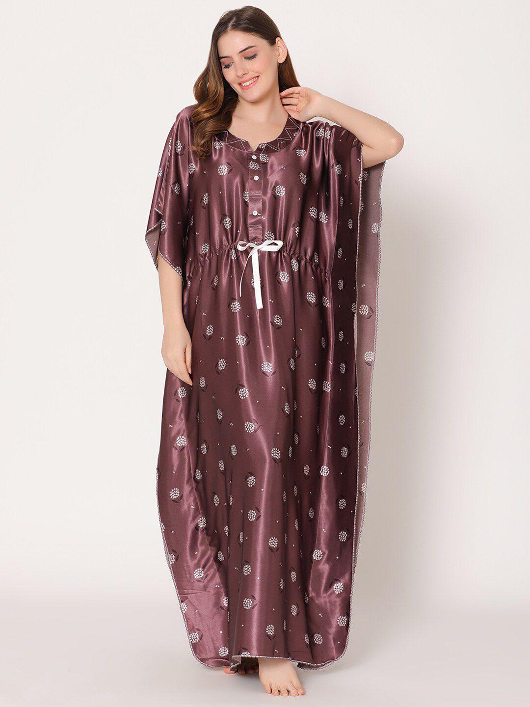 bodycare plus size printed satin maxi nightdress