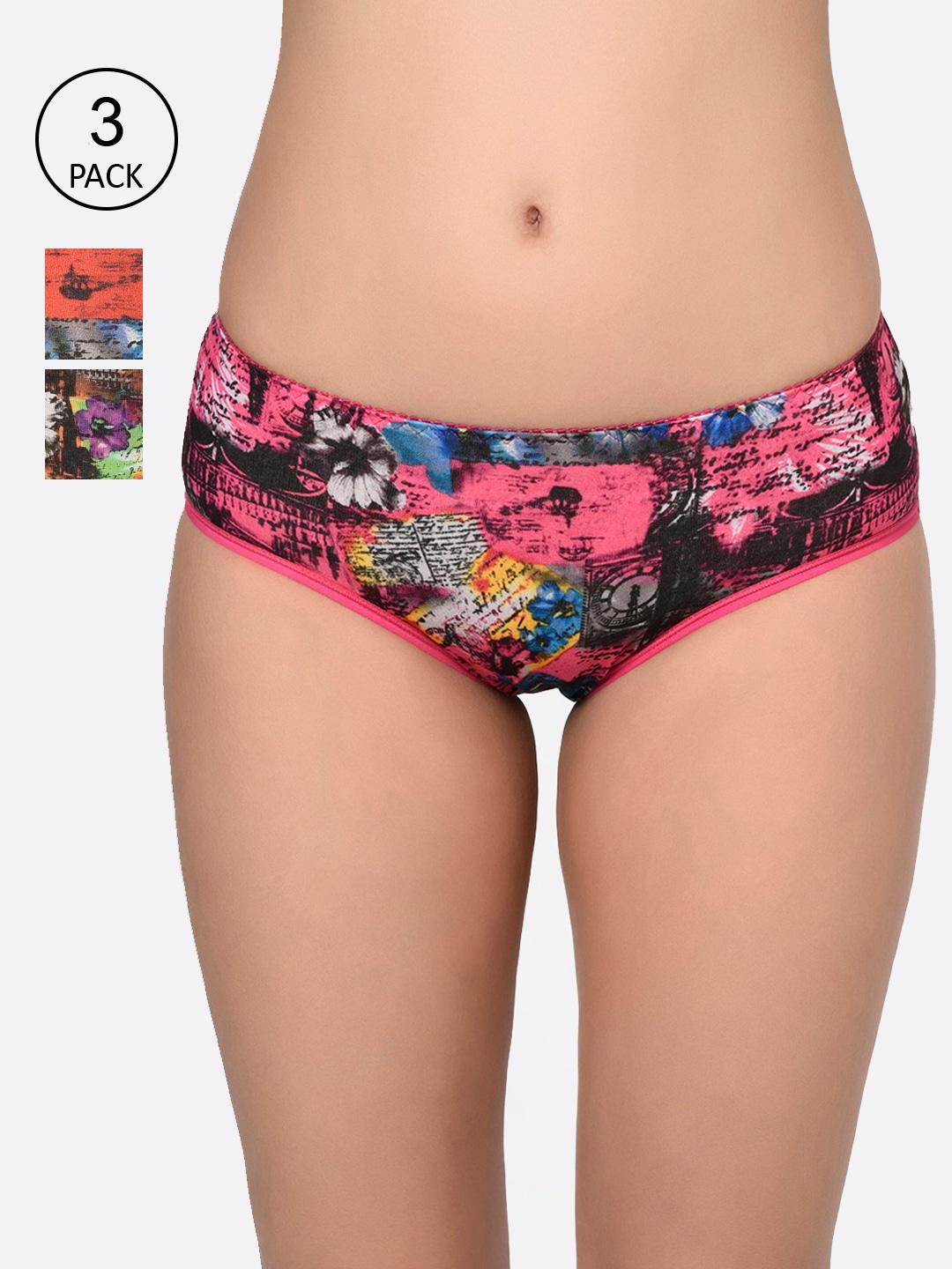 bodycare women pack of 3 assorted printed hipster briefs 9006-3pcs