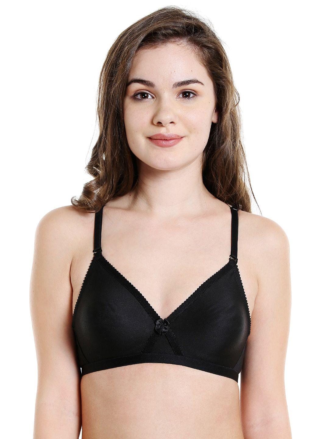 bodycare women pack of 3 black solid t-shirt bra 5551b