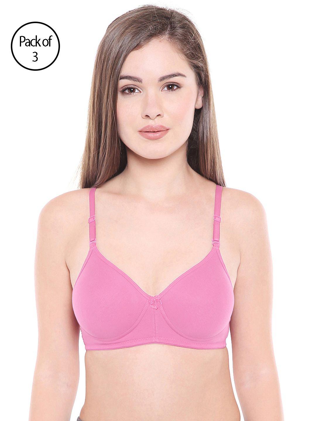 bodycare women pack of 3 pink t-shirt bra 6588pink