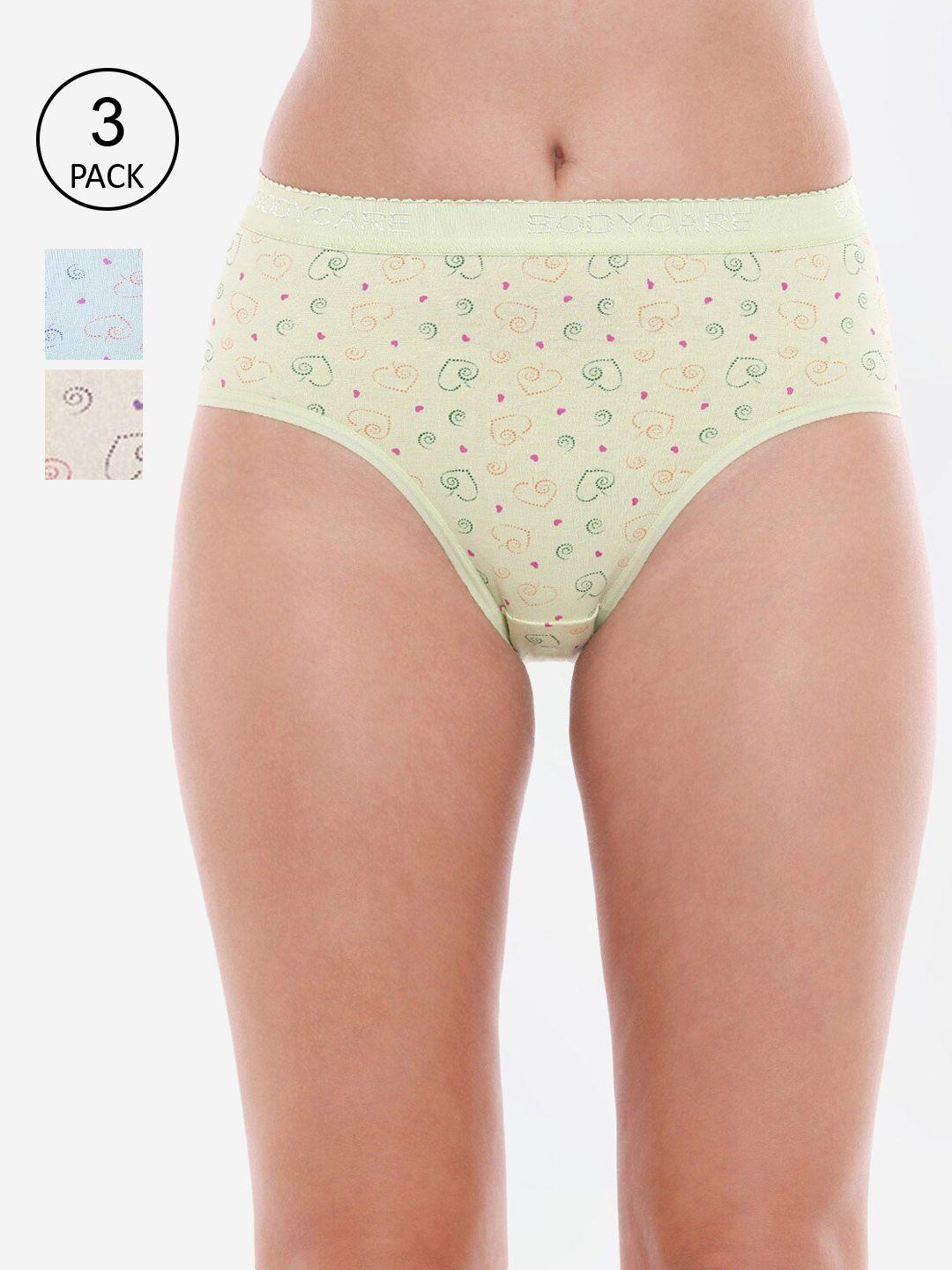 bodycare women pack of 3 printed hipster briefs