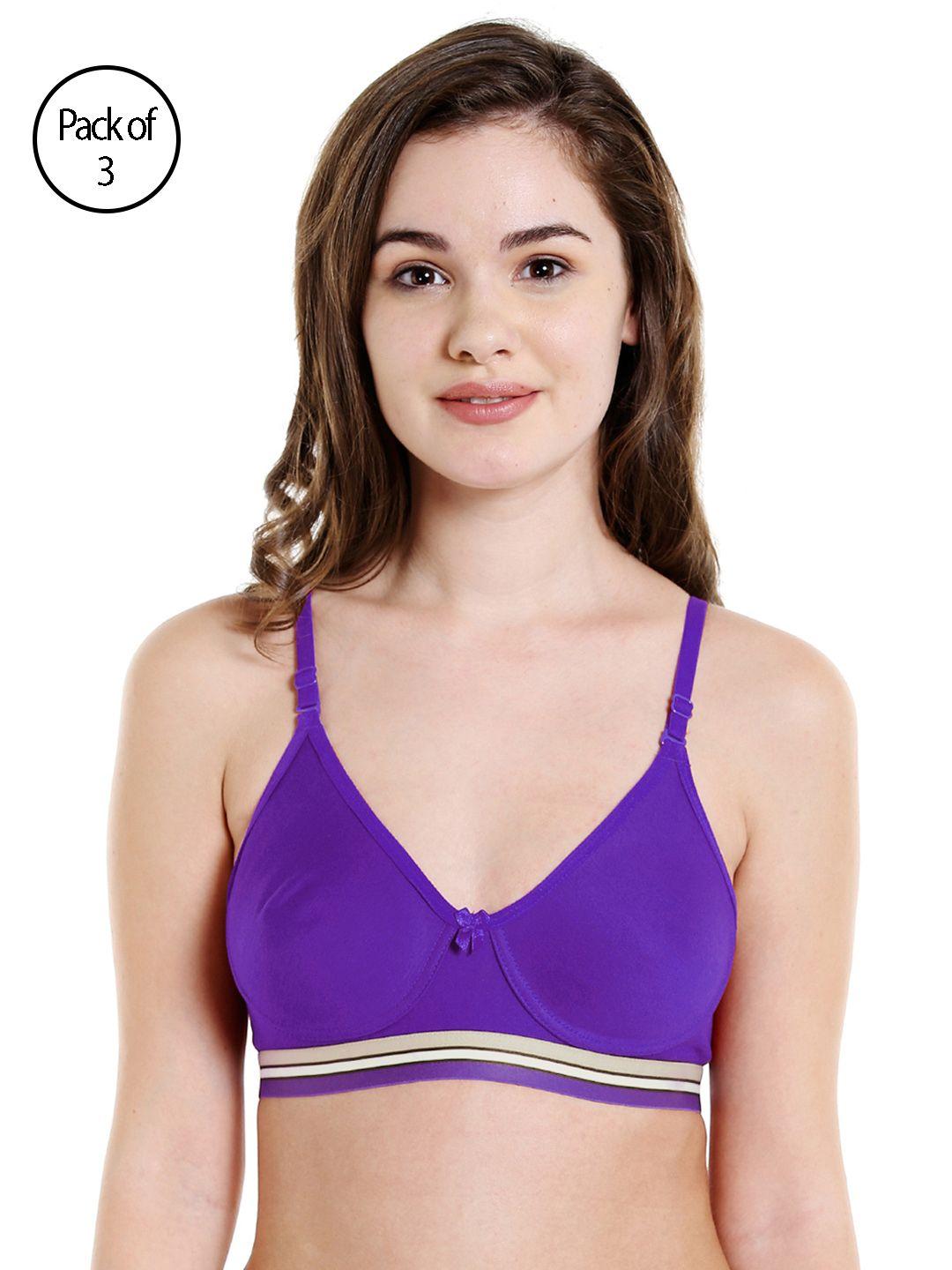 bodycare women pack of 3 purple t-shirt bra 6530d.pu