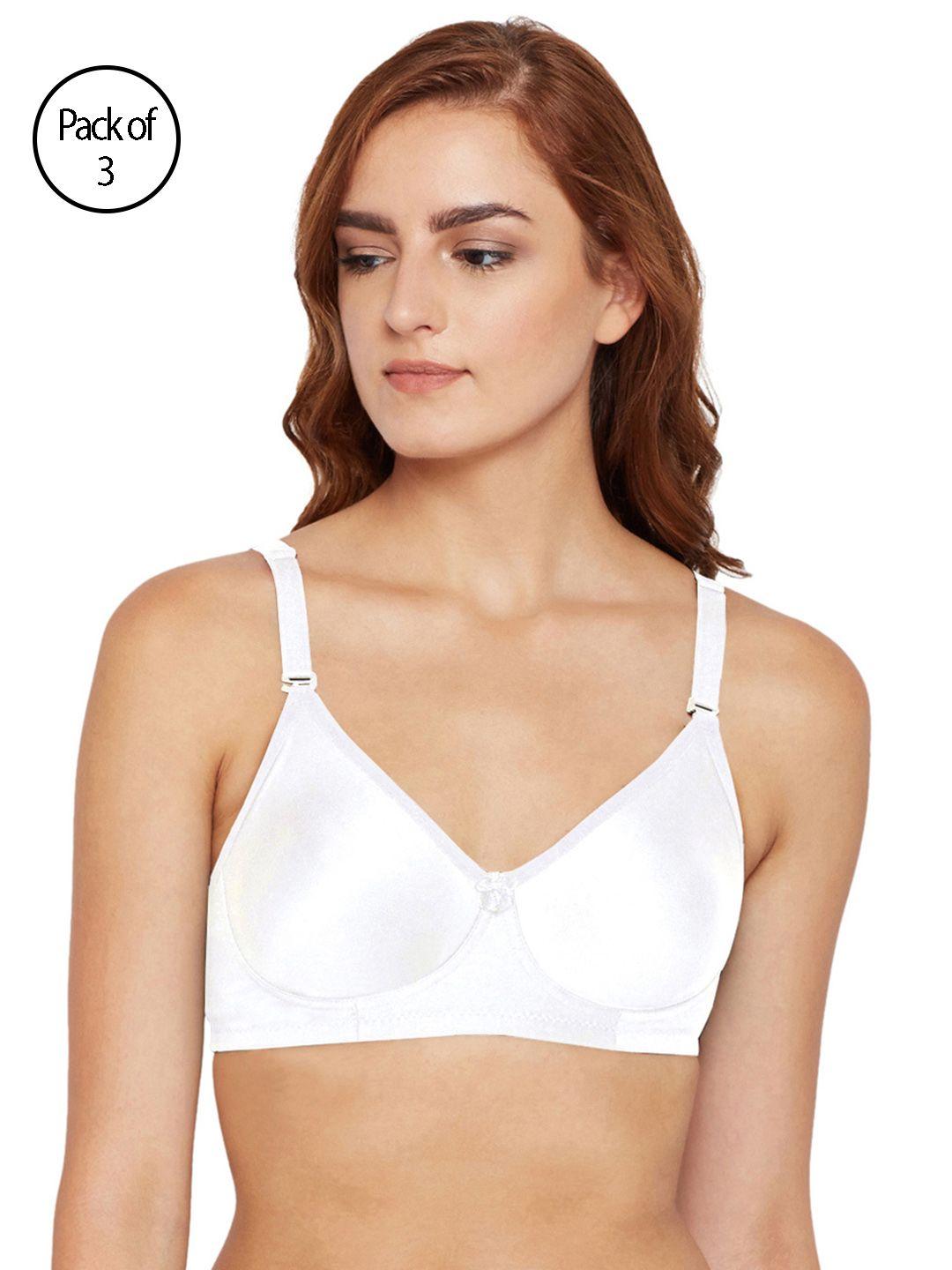 bodycare women pack of 3 white solid t-shirt bra 6580w