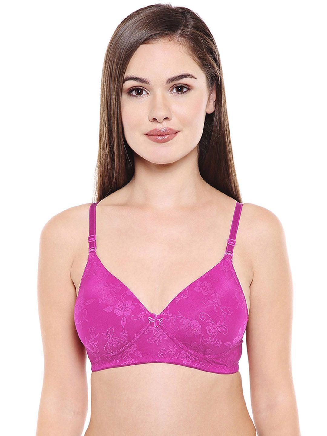 bodycare women pink self design t-shirt bra 6565dpin