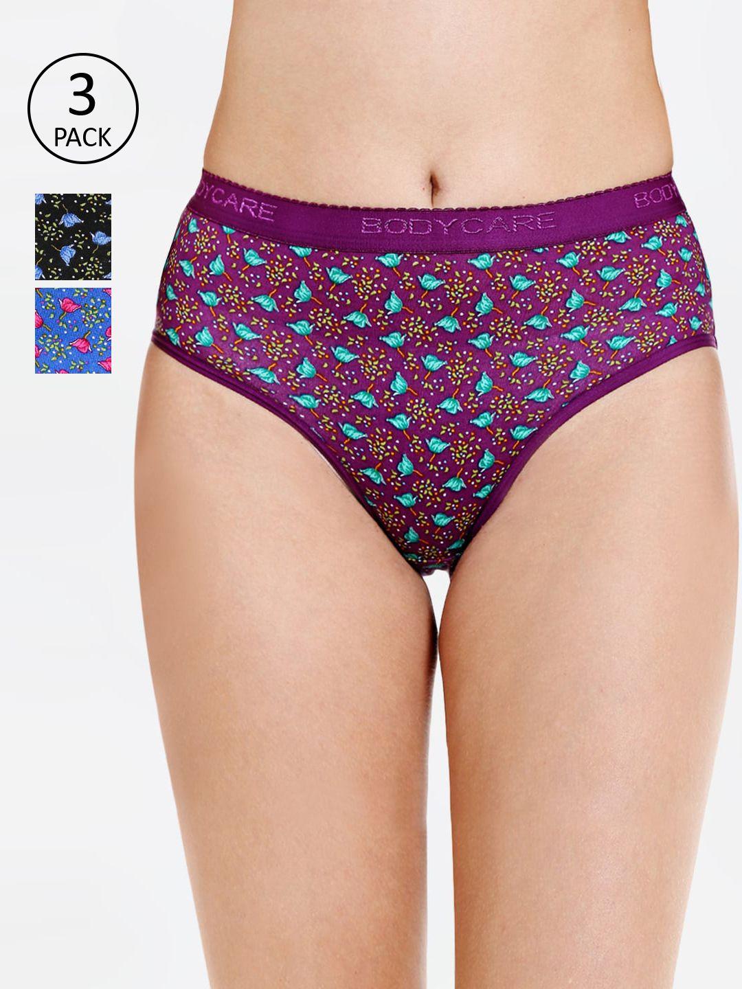 bodycare women plus size pack of 3 printed hipster briefs