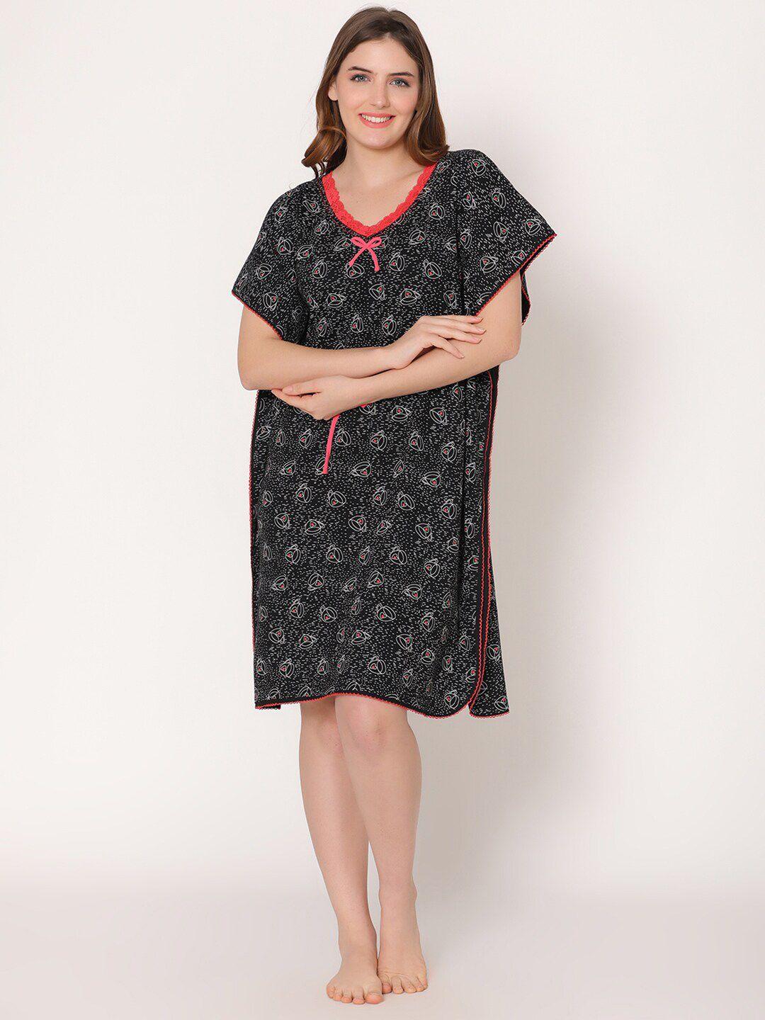 bodycare women printed kaftan nightdress