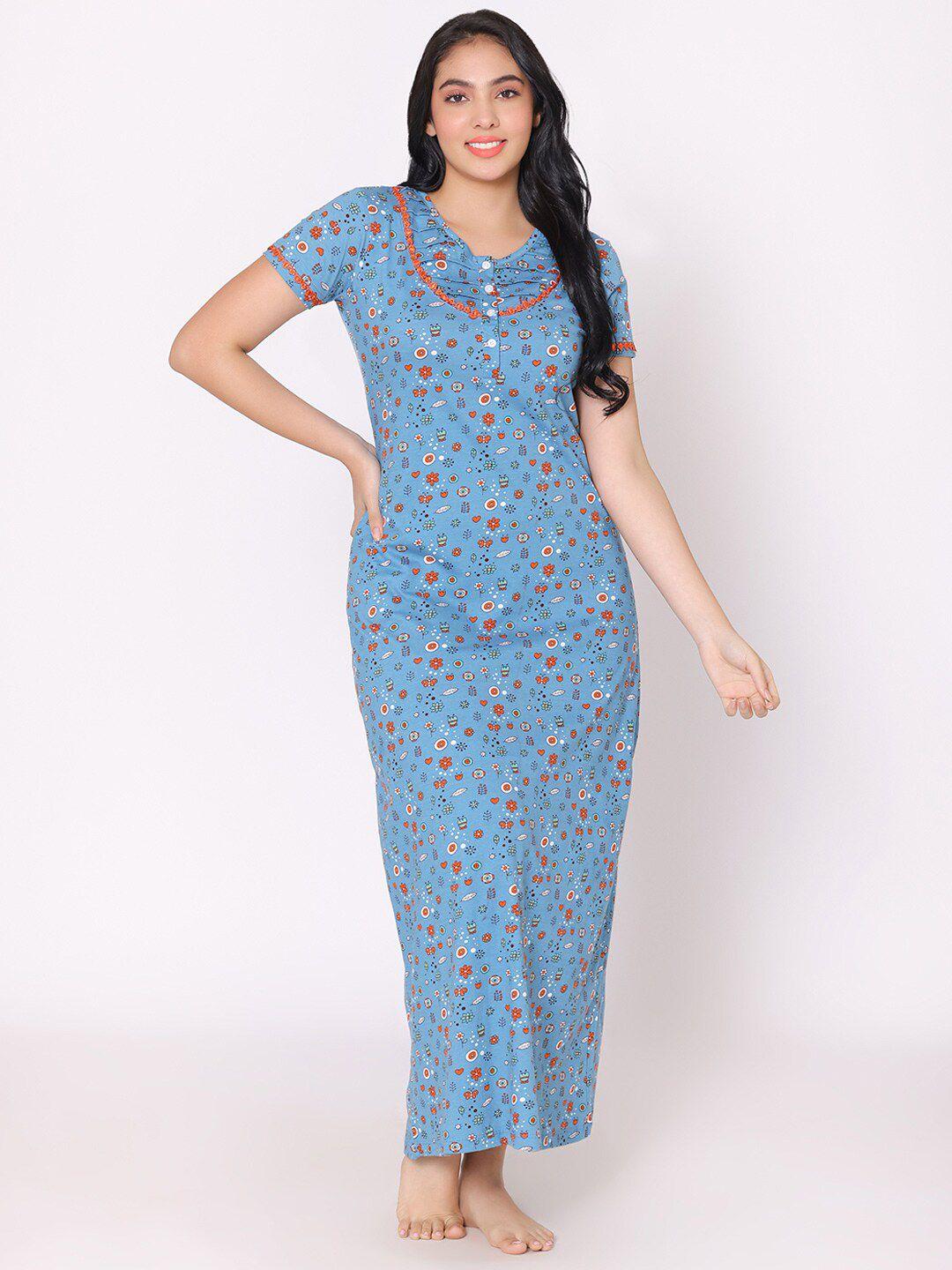 bodycare women printed maxi nightdress