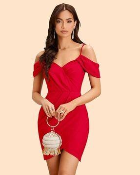 bodycon dress with cold-shoulder sleeves